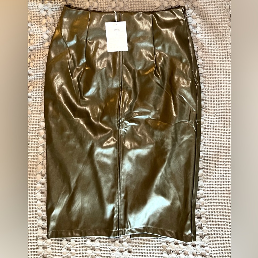 Midi faux leather skirt